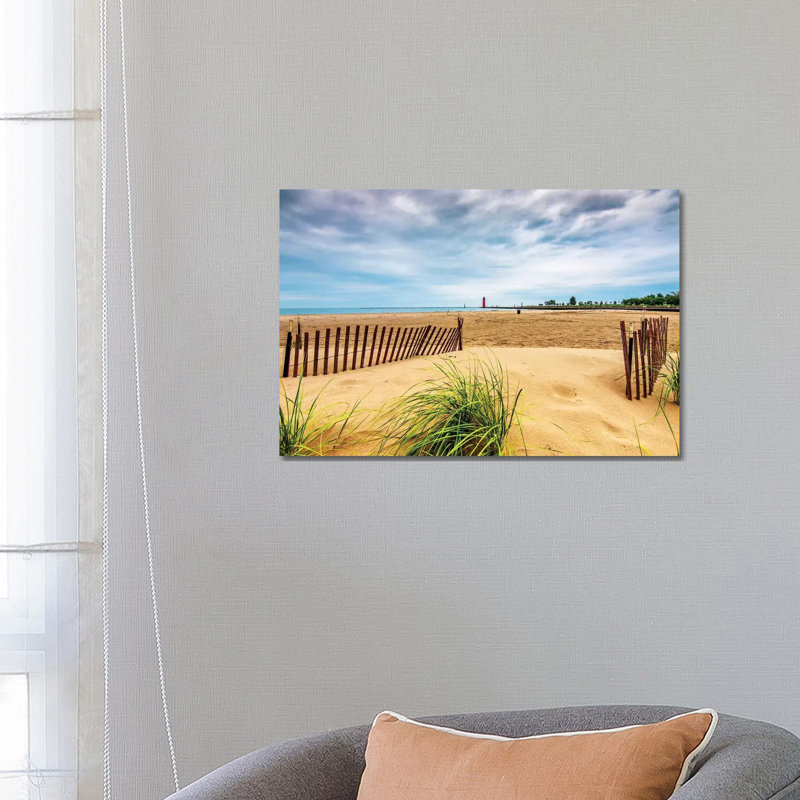 Milwaukee Pierhead Lighthouse And Beach by Nejdet Duzen - Wrapped Canvas Print
