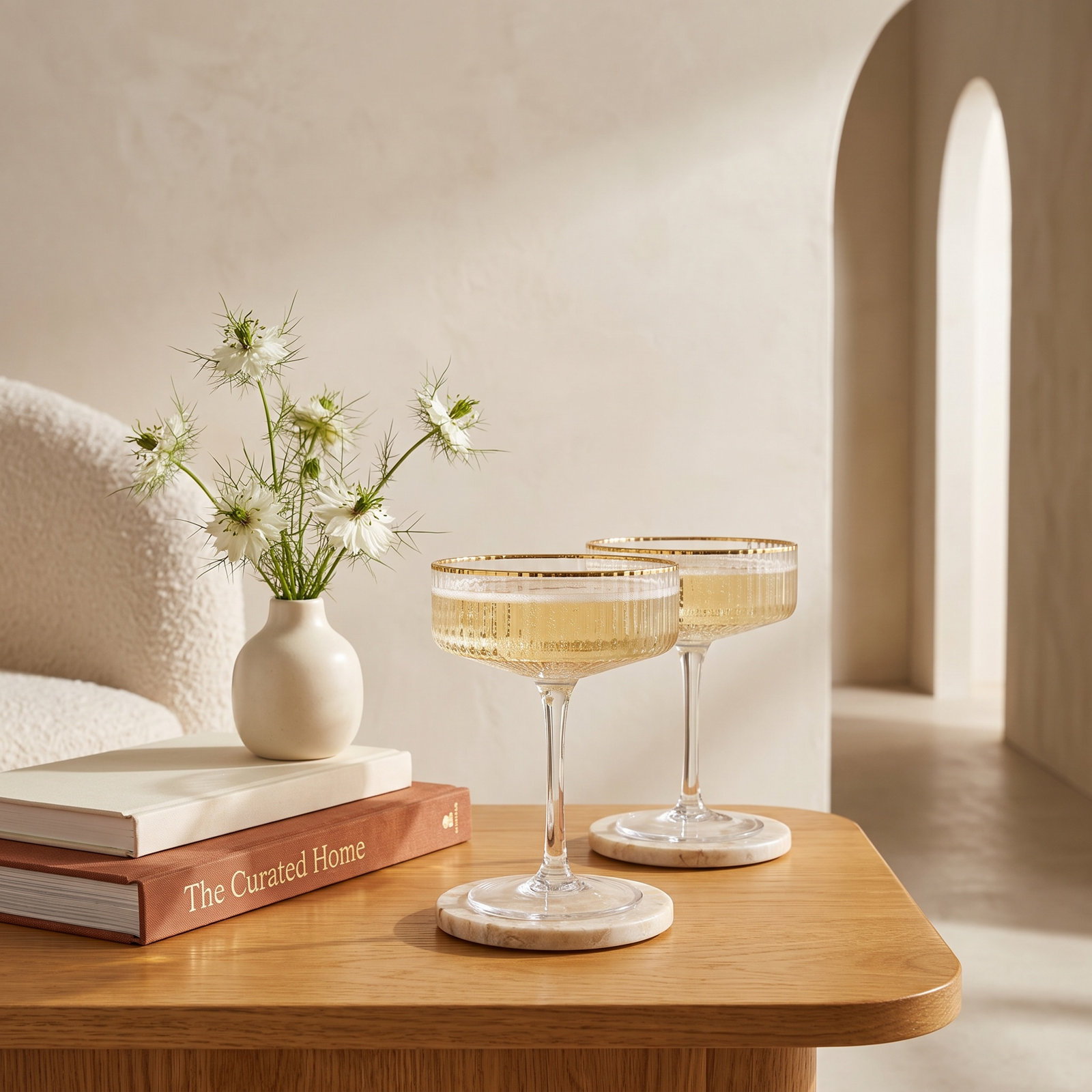 Viski Meridian Ribbed Crystal Coupe Glass