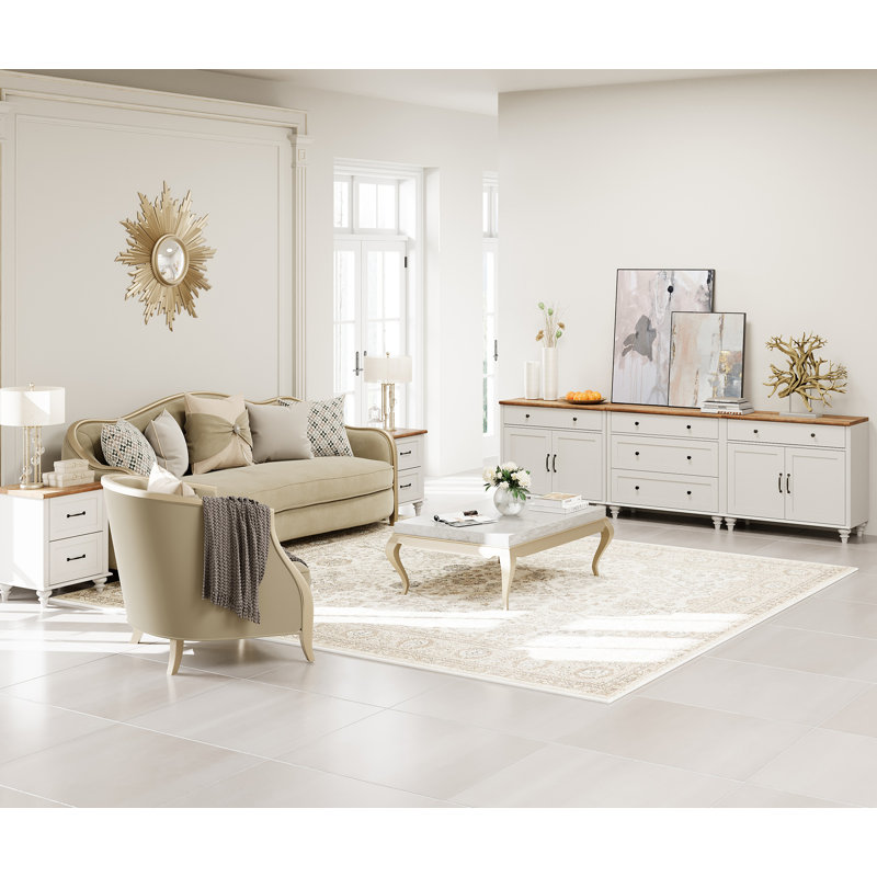 TV Stand For TV, 3-In-1 TV Console Table For 75/80/85/90 Inch TV, Entertainment Center With 5 Drawers And 4 Doors, Kitchen Sideboard Buffet Cabinet For Dining Room, White
