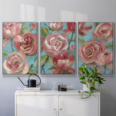 Pêches et crème, reproduction sur toile 3 pièces