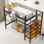 Lit mezzanine en métal avec tablette supérieure et échelle de rangement latérale Orenda-707839927-707839926