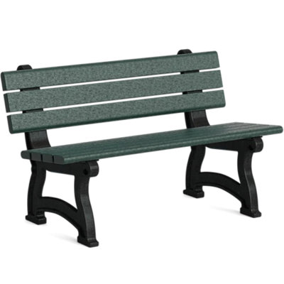 Aspen 4 Foot Outdoor Park Bench - Made Of 100% Recycled Plastic Wood  | Weather Resistant,  For Patios, Gardens Parks, Golf Courses, Schools And Commercial Outdoor Spaces (Green)