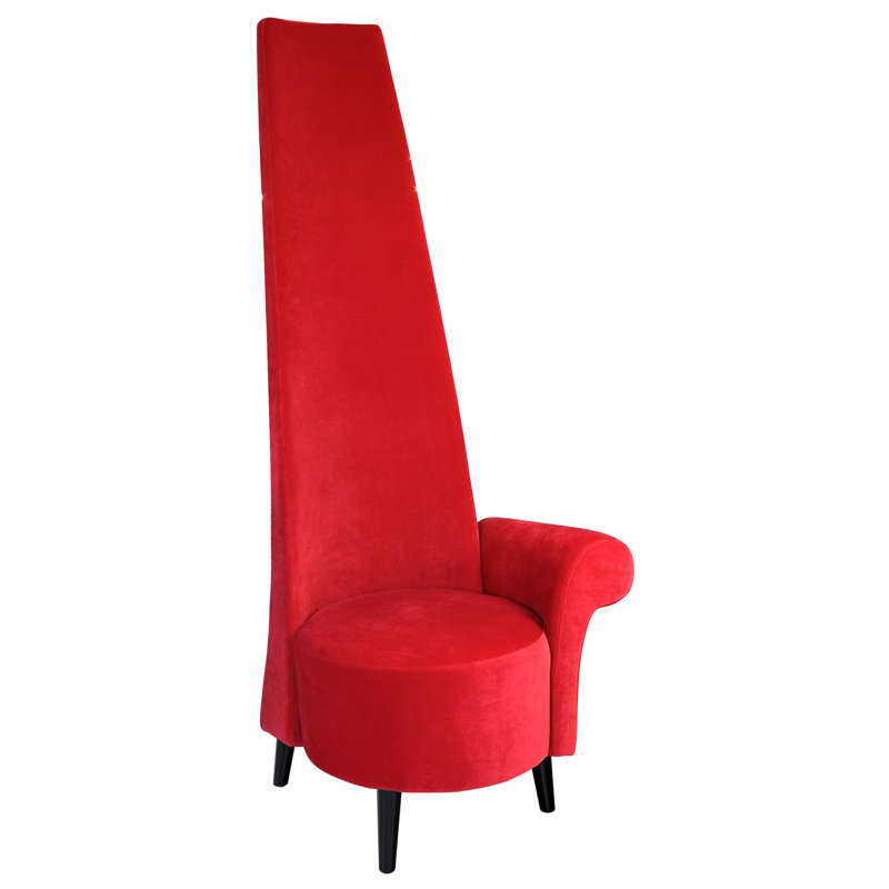 High Back Occasional Chair, Left Arm, Red Velour