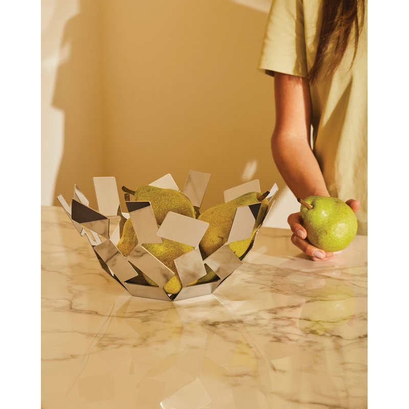 Abstract Stainless Steel Cut-Out Fruit Bowl