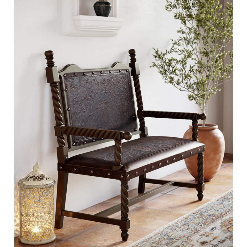 Banc en bois véritable Navarette, Brun antique / floral