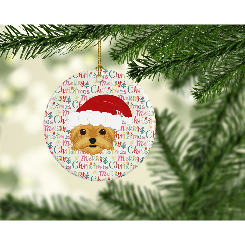 Ornement suspendu Yorkie Merry Christmas