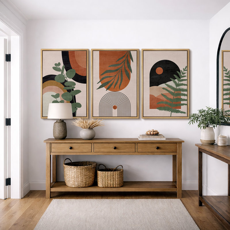 «Mid Century Modern Boho», Southwestern Desert Jungle, H 36 po x l 72 po, Cadre naturel flottant