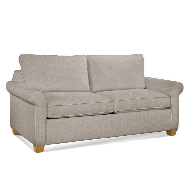 Park Lane Upholstered 58'' Sofa, Honey Finish, Basic Beige, 0317-85