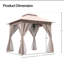 Pavillon de jardin extérieur Decksplore avec double toit, moustiquaire, rideaux d'intimité et structure en métal robuste-120929437