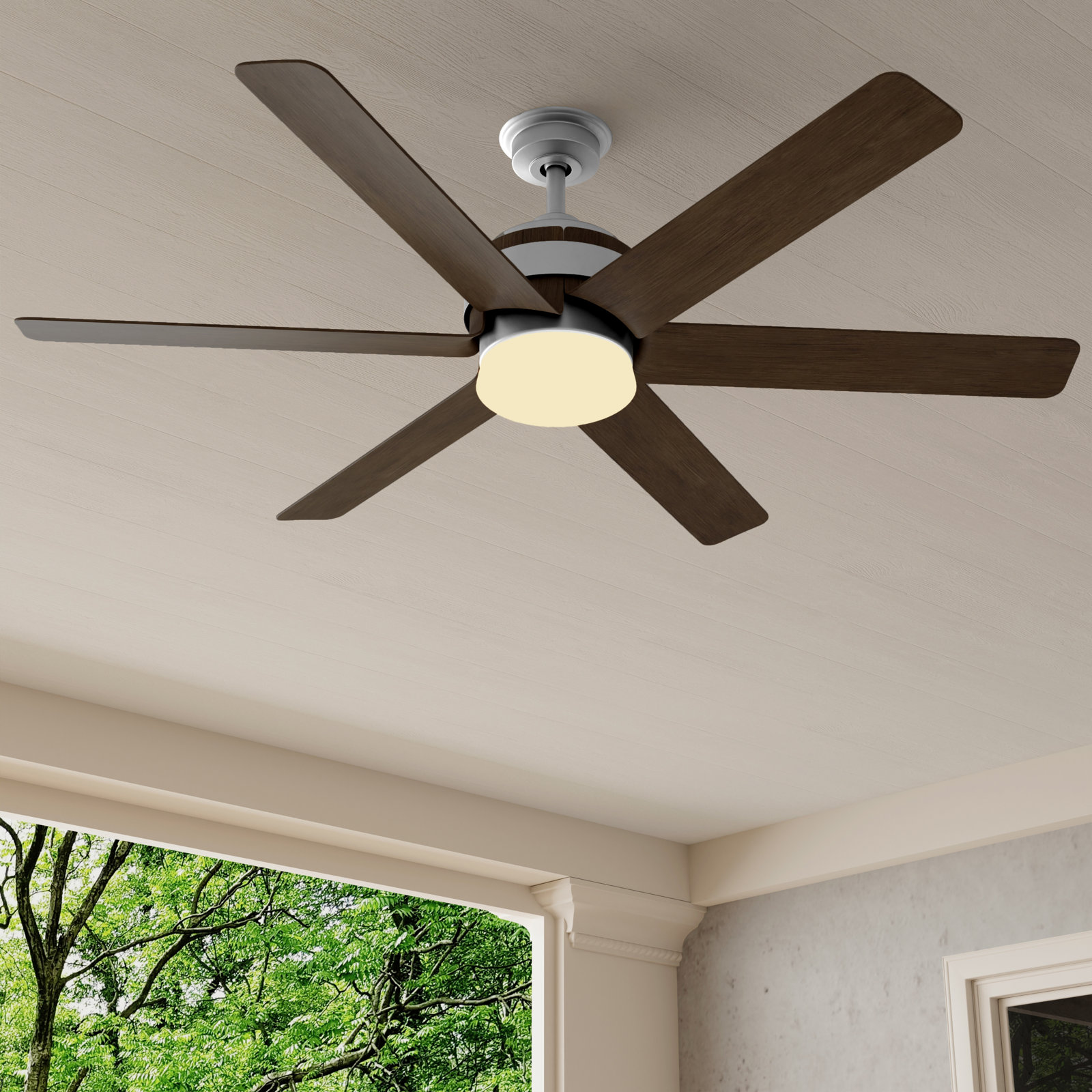 Kaysville 56'' 6 Blade Ceiling Fan with LED Light Kit, Antique Nickel