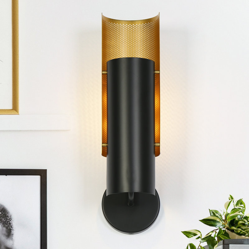 Applique murale articulée cylindrique 1 lumière moderne en laiton noir