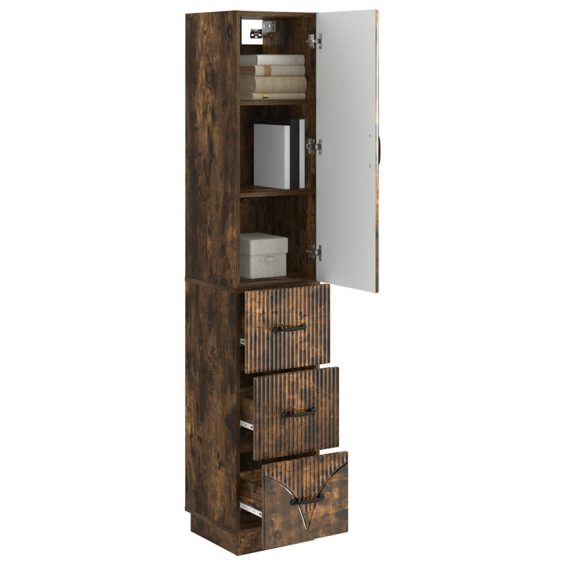  Cabinet Set 2 Pcs Engineered Wood Storage Home Organization Office, Smoked Oak