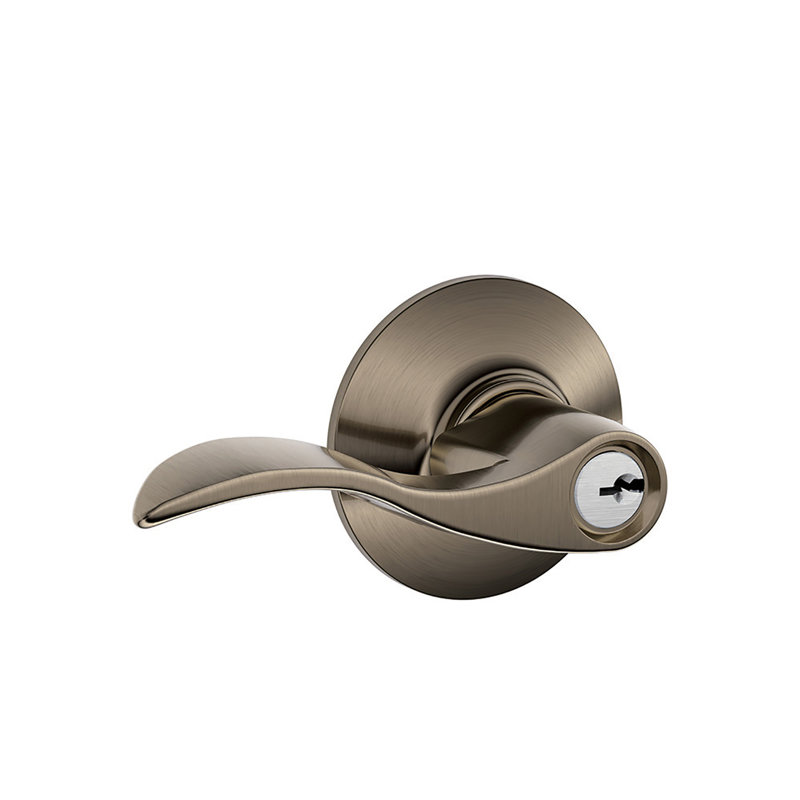 Accent Lever Keyed Entry Lock, Antique Nickel
