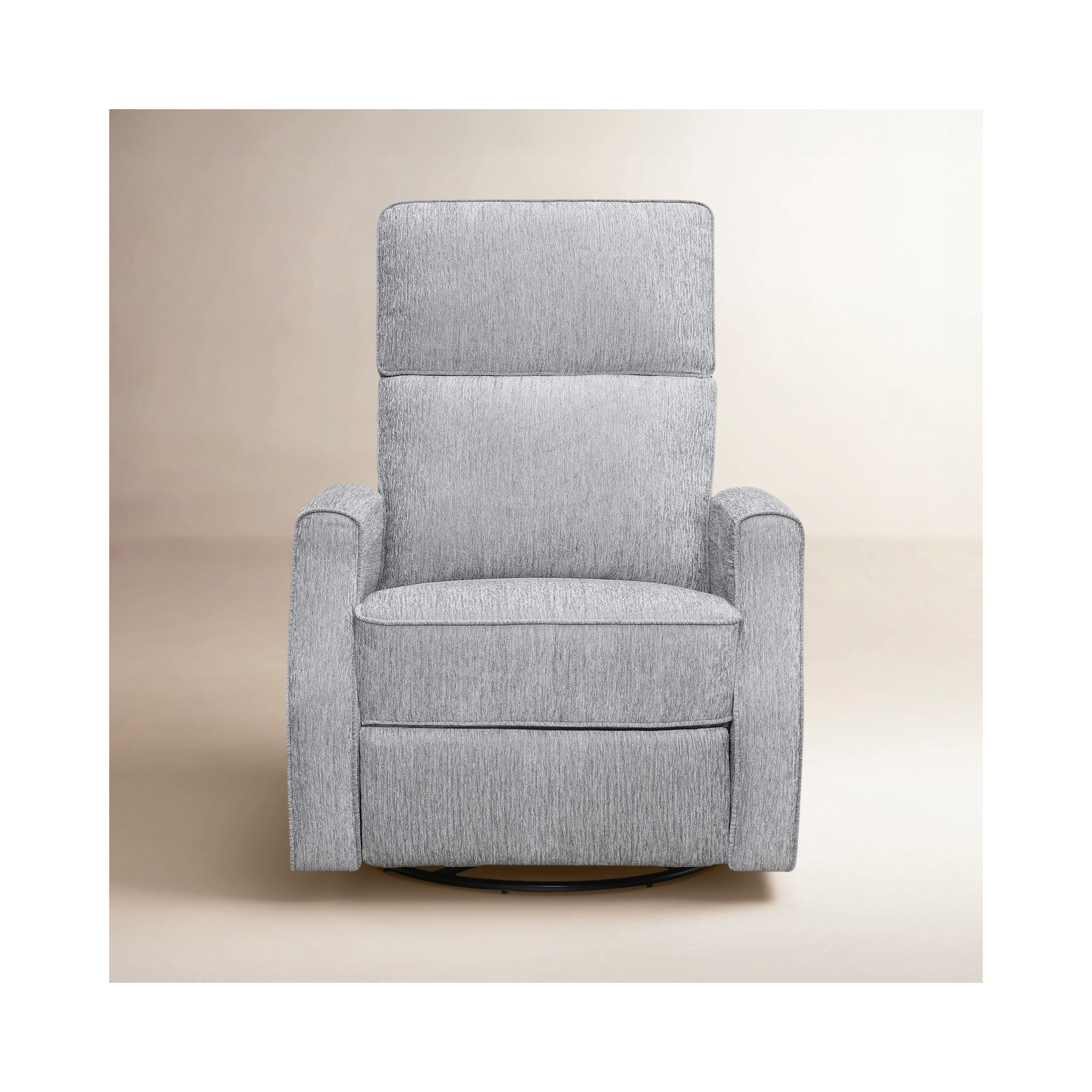 Pomeline Upholstered Swivel Recliner, Light Gray Polyester