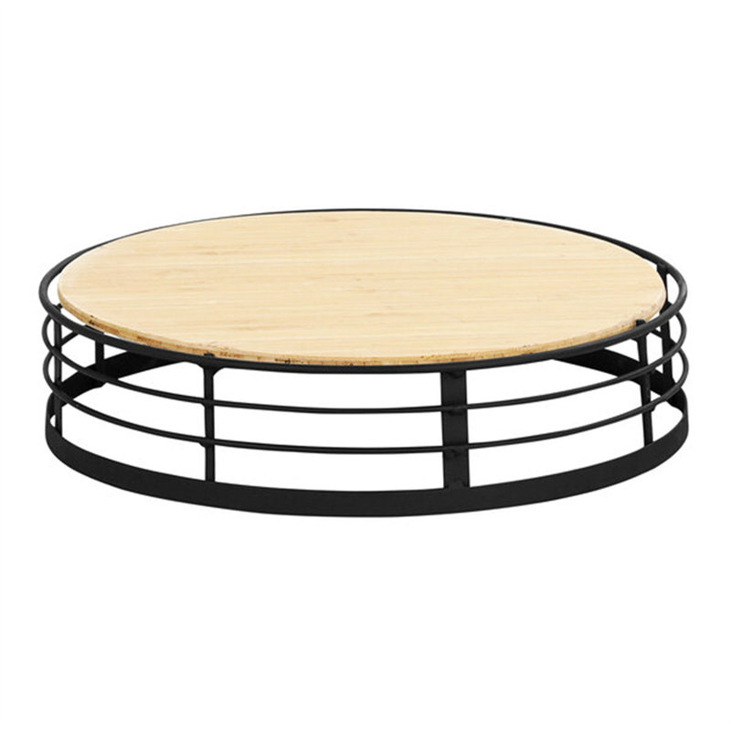Cal-Mil Madison 12 1/2" X 7" Round Metal / Reclaimed Bamboo Reversible Display Riser 22606-7-13 95D163D1ABAB439DA93CD359EF7B9480