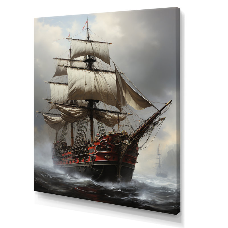 Bateau fantôme pirate 2 - art mural pirate, H 20 po x l 12 po x P 1 po, Toile tendue