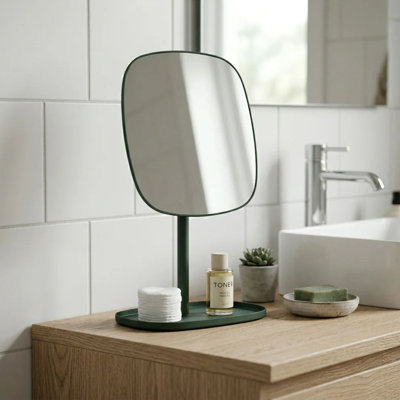 Miroir de maquillage avec plateau à bijoux - grossissement de 7x