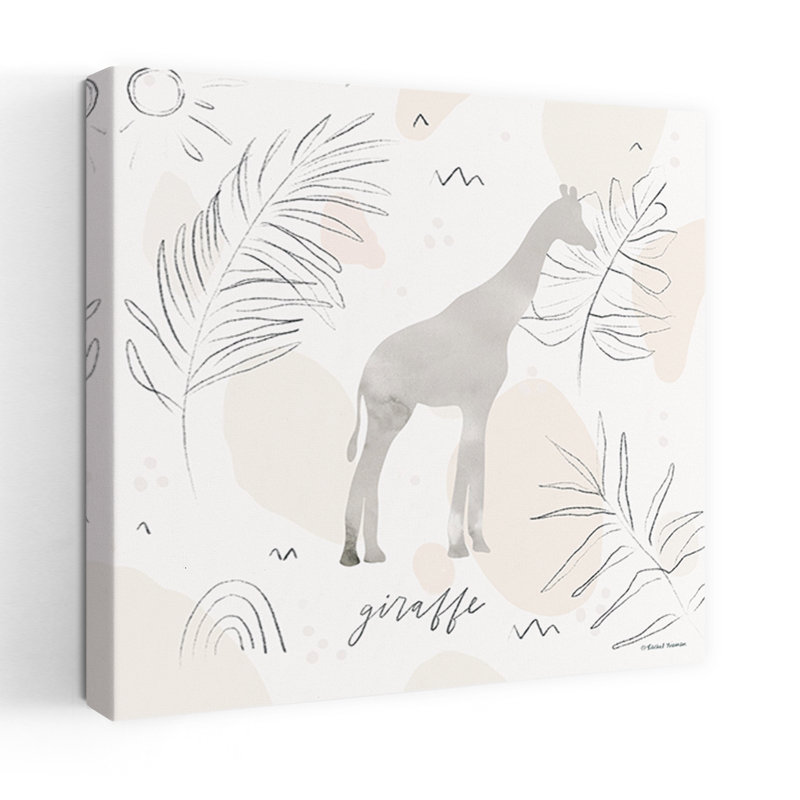 Art contemporain abstrait girafe dans la jungle safari, H 36 po x l 36 po