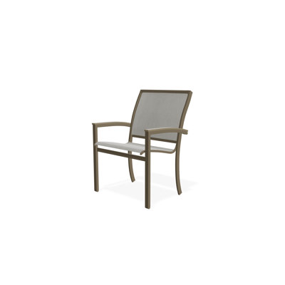 Bazza Sling Aluminum Frame Dining Height Stacking Café Chair with Marine Grade Polymer Arm Accent
