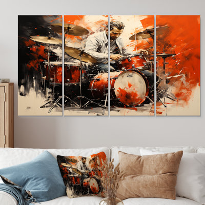 «Deep Drum Beat», peinture, art mural 4 pièces