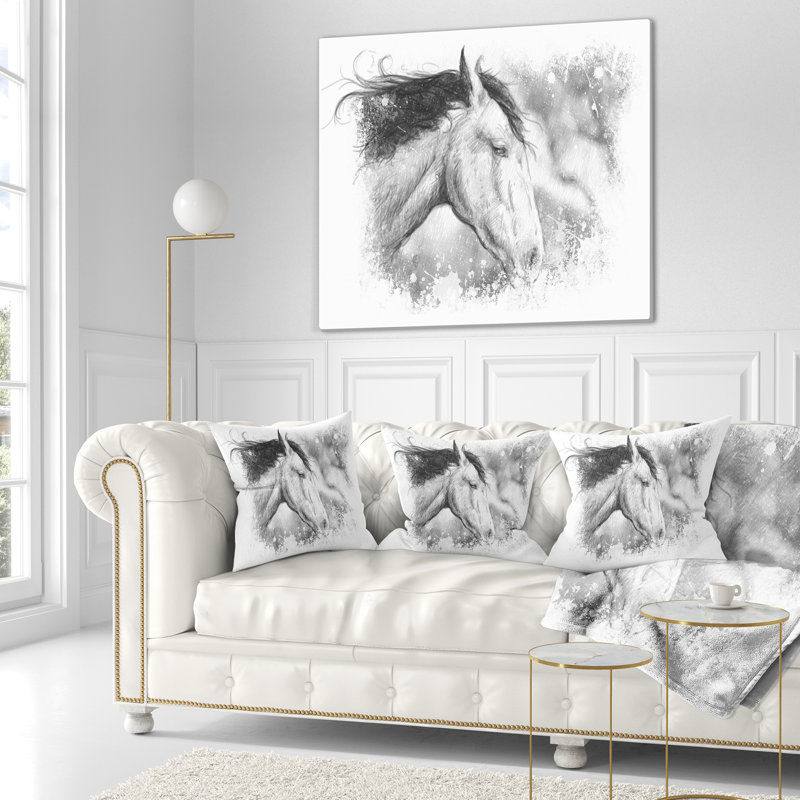 Oreiller d’art cheval de cheval animal, 16 po x 1 po, Coussin décoratif