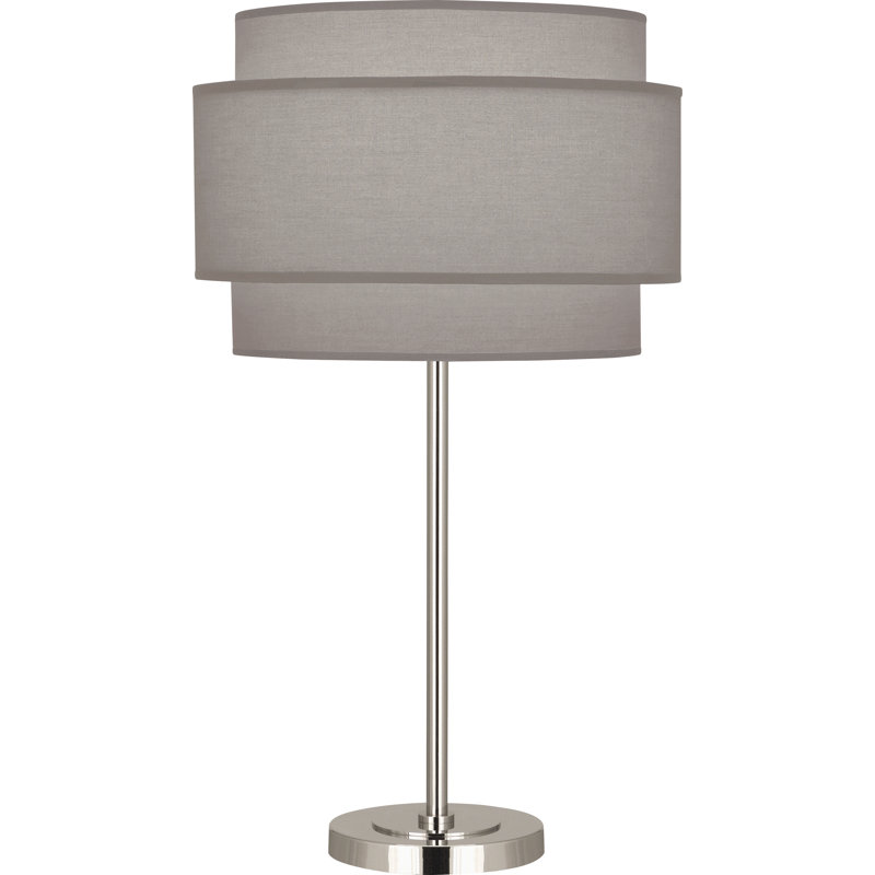 Decker Table Lamp, Polished Nickel, Smoke Gray