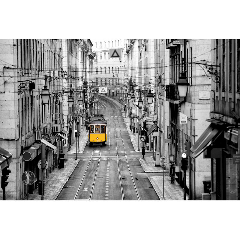 Yellow Tram 'Glasspik Destination' Photographic Print on Glass