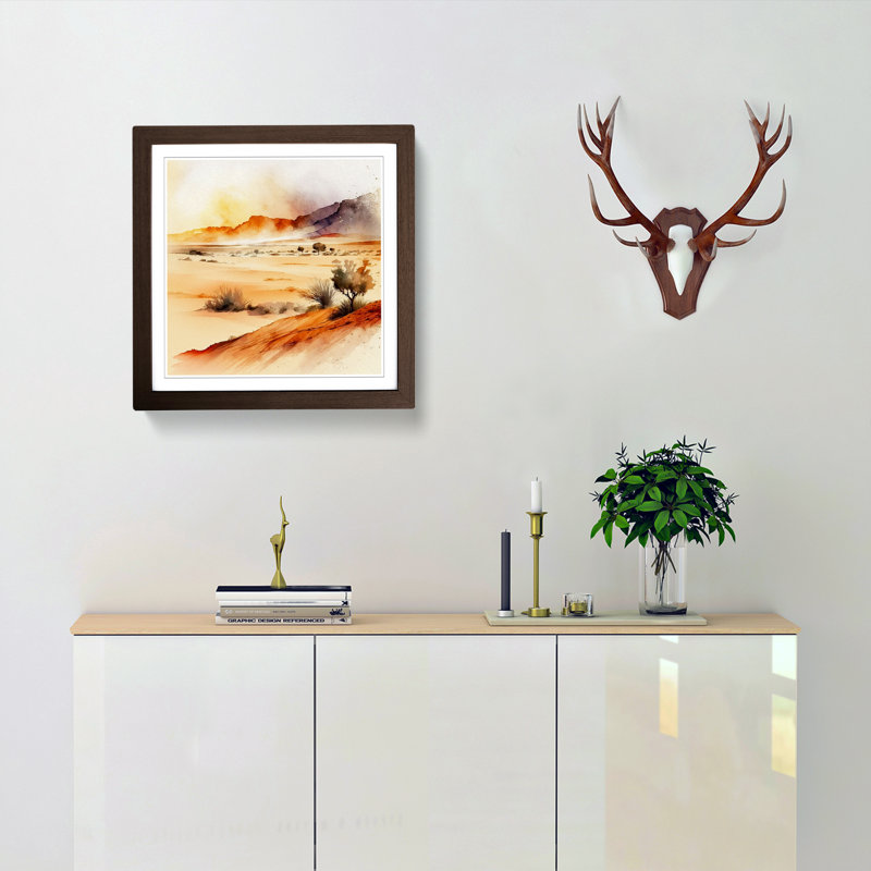 Desert Watercolour - Framed Print, Walnut