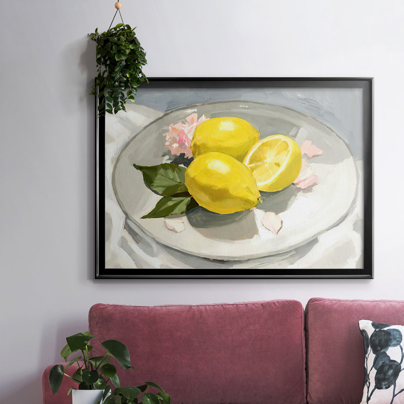 «Lemons on a Plate I», reproduction d'art sur toile simple, Noir, H 14 po x l 20 po x P 1,5 po