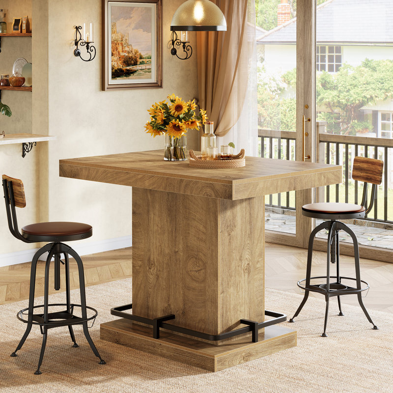 Table de bar rectangulaire 47 po, table bistro industrielle avec repose-pieds en métal