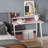 Computer Home Office Desk, 31.5" Desk for Small Spaces with Storage Shelf,Small Computer Desk with Monitor and Bookshelf, Modern Simple Style Laptop Desk,Pink
