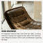 43,31 po de style italien minimaliste de luxe, brun café foncé, structure en cuir et en métal de qualité supérieure, chaise longue à bascule ergonomique