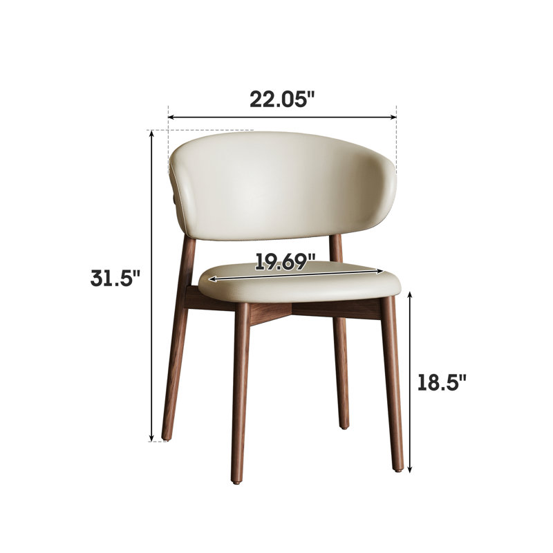 Mid Century Upholstered Solid Wood Dining Chairs- Set Of 2