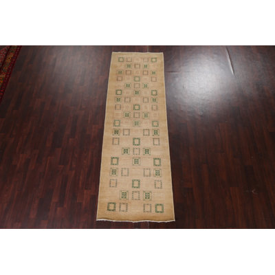Tapis de couloir oriental en laine neutre Karbe Gabbeh Kashkoli Karrie