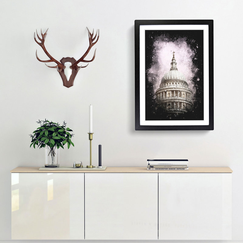 St. Pauls Cathedral - Framed Print, 87cm H x 62cm W x 2cm D, Black Framed