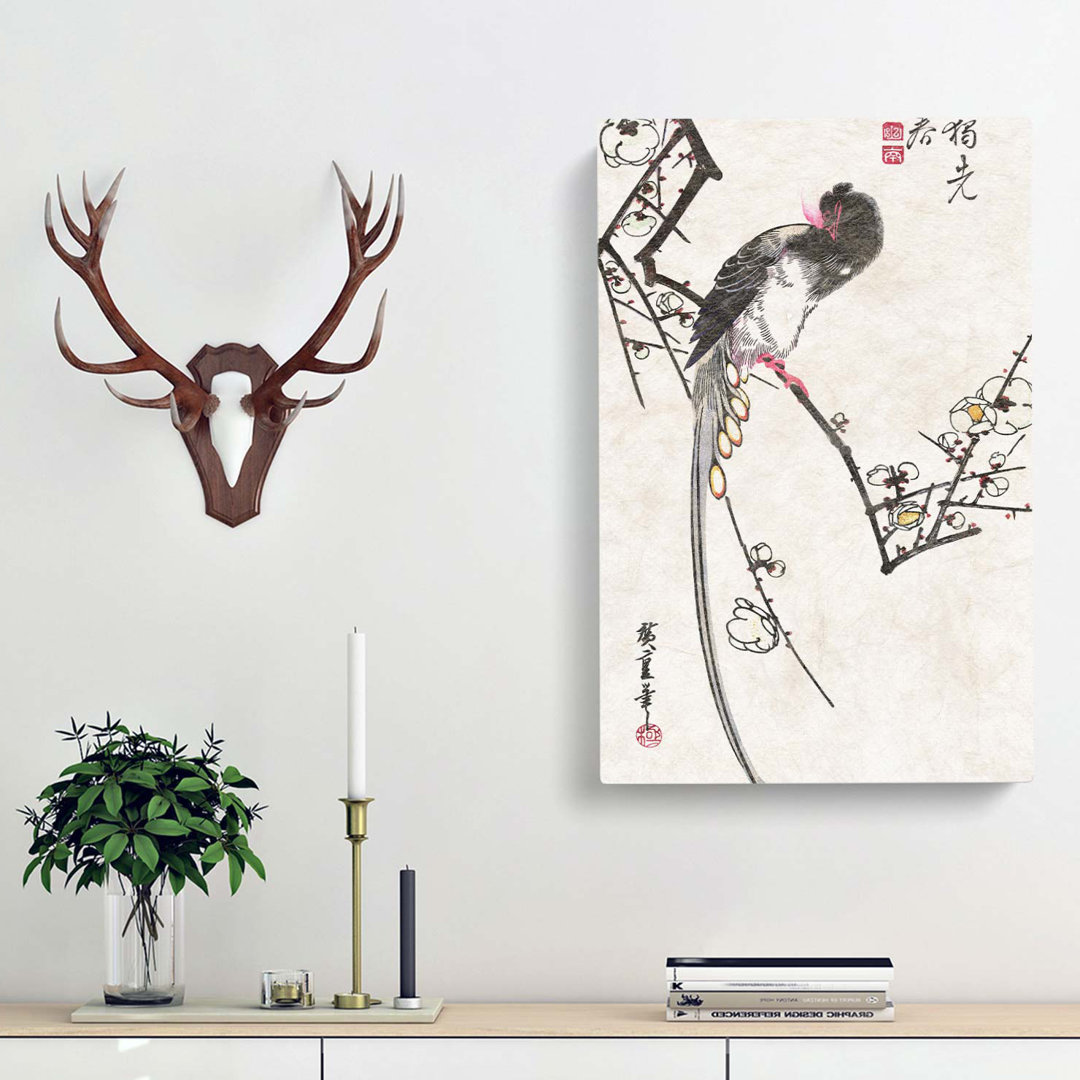 Bird on a Plum Branch by Utagawa Hiroshige - Wrapped Canvas