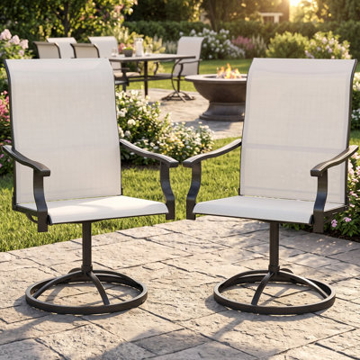 Fauteuil de patio, ensemble de 2 chaises de salle à manger pivotantes pour l'extérieur, dossier haut pour la cour, la pelouse et le jardin