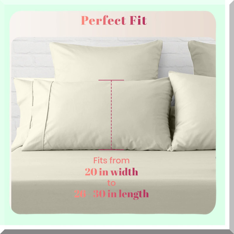 Luxury Cotton Sateen Pillowcase Set - 1000 Thread Count Soft Breathable Bedding - Sand Standard/Queen Size - 2 Piece Smooth Pillow Cover - Extra Long Staple Fibers - Premium Quality Bed Linens