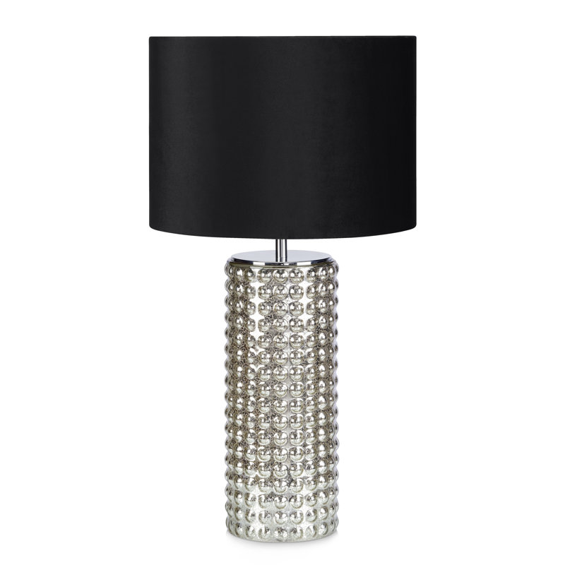 Glass Table Lamp, Silver/Black