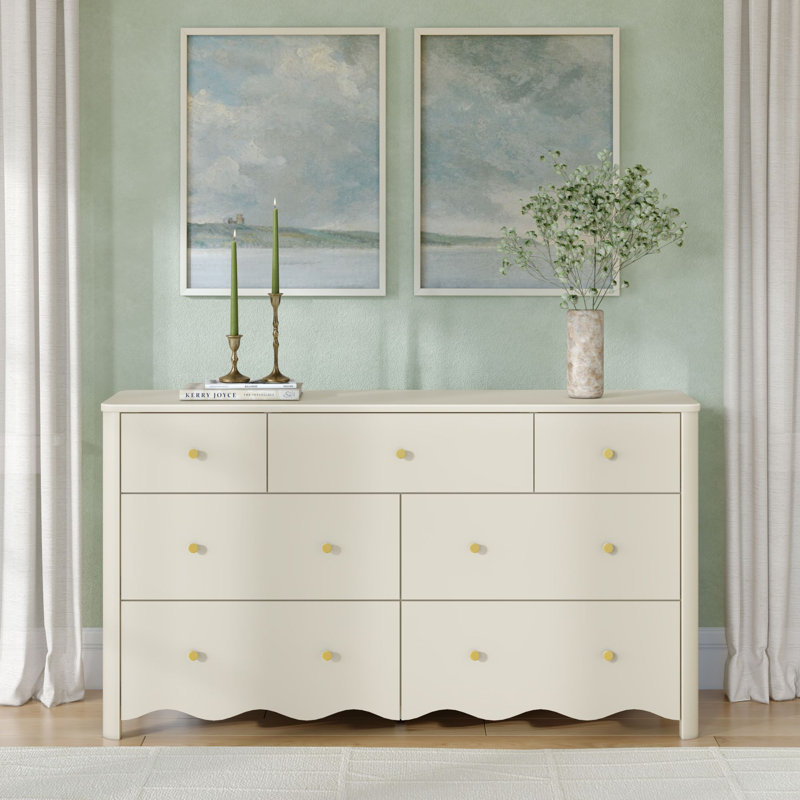 Commode 7 tiroirs Sutton, lin blanc, Lin blanc