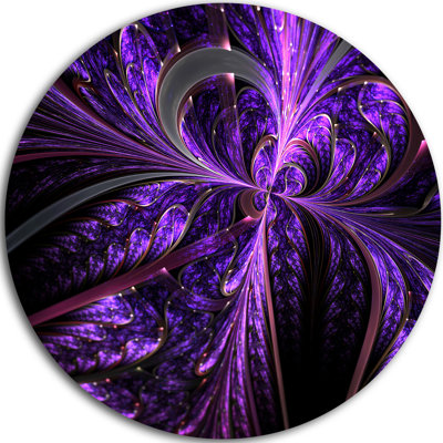 «Embossed Dark Purple Floral Shapes», reproduction de photo sur métal