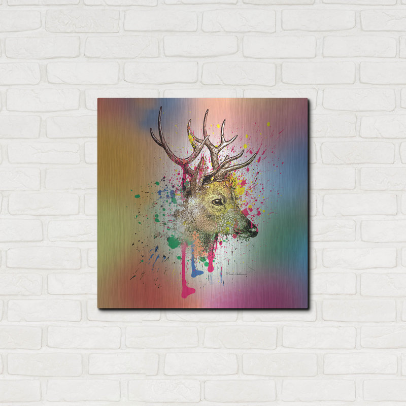 "Deer 6" par Mark Ashkenazi sur métal, H 24 po x l 24 po