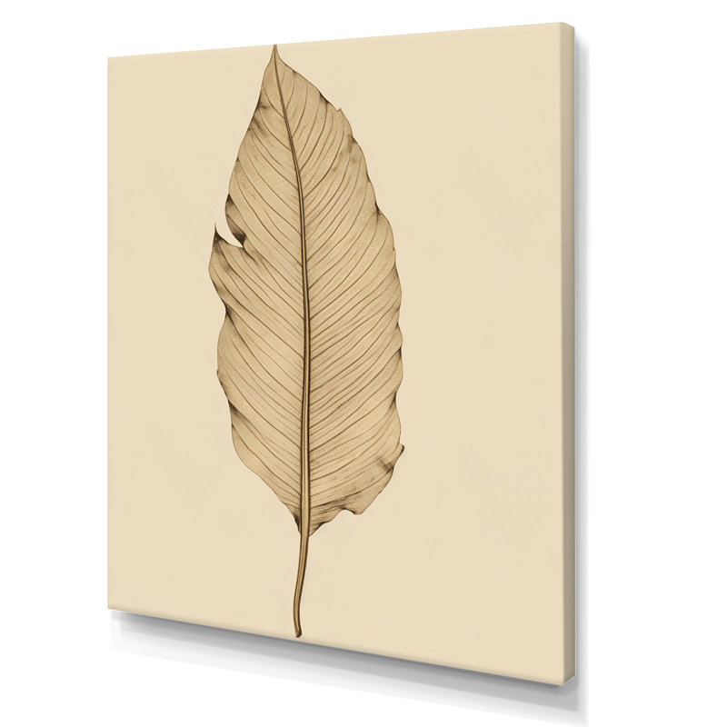«Minimal Botanicals», feuille de palmier sur fond blanc, H 40 po x l 30 po, Toile tendue