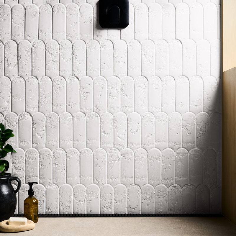 Corali 2.83 In. X 7.68 In. Textured Glossy Ceramic Wall Tile (5.16 Sq. Ft. / Case), Cloud White
