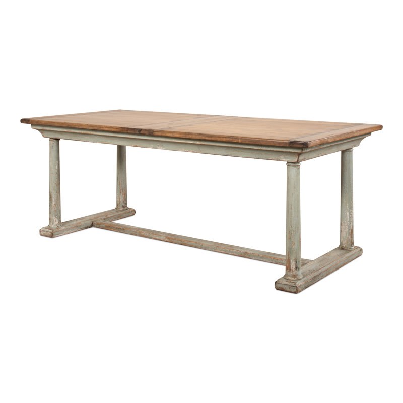 Amelia Extendable Pine Wood Dining Table with Sage Base