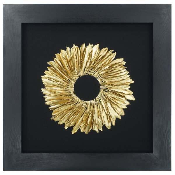 Square Gold Feathers Art in Clear Shadowbox
