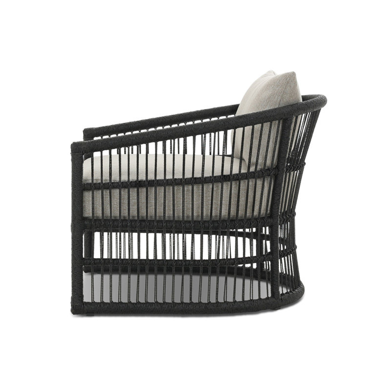 Montecito Outdoor Lounge Chair, Concha Fog Cushion/Black Frame