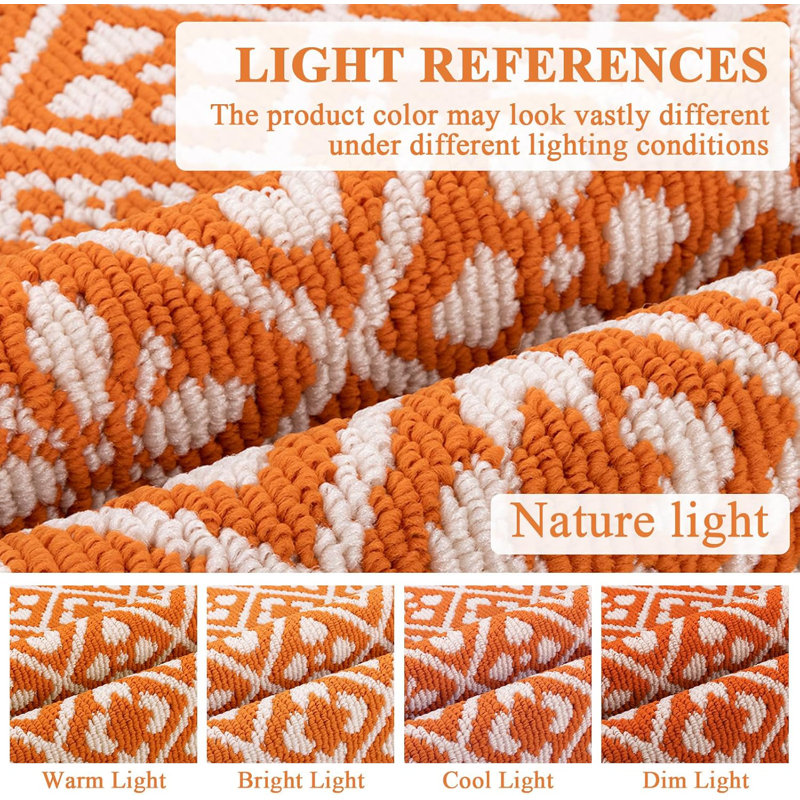 Non-Skid Washable Kitchen Mat (Set of 3), Orange