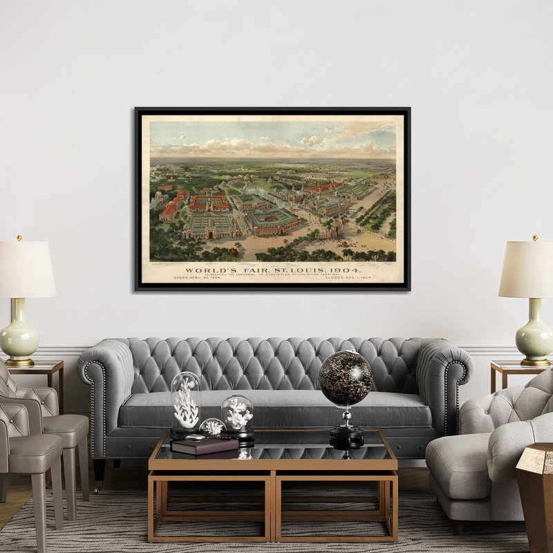 «St. «Louis World's Fair, 1904», affiche vintage sur toile, H 32 po x l 48 po x P 1,5 po, Papier d'art encadré noir