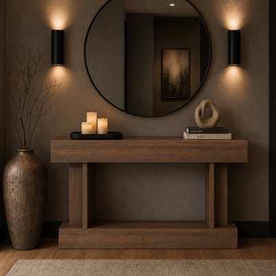 Console rétro de 63 pouces avec plateau supérieur rétro et tablette ouverte de style rustique rétro pour le vestibule et le vestibule